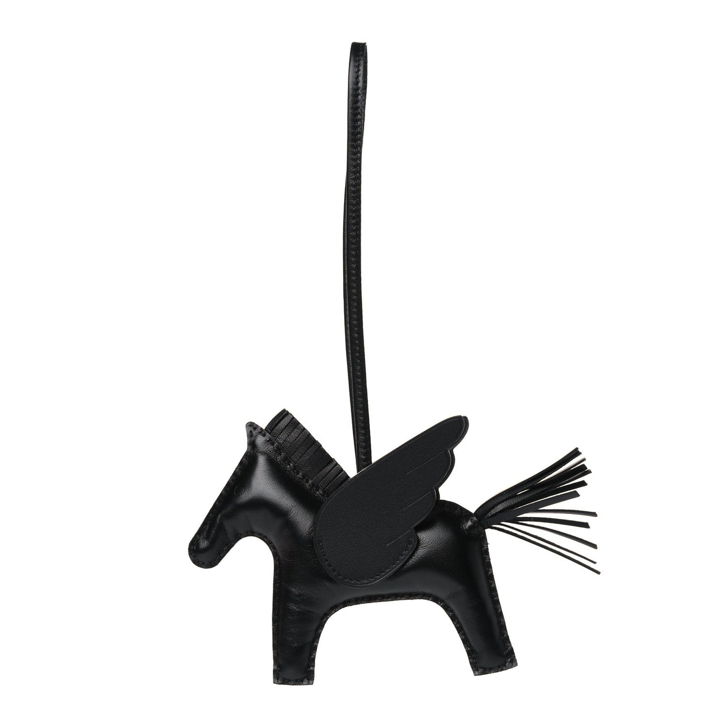 Milo Lambskin Grigri Rodeo Pegase Horse Bag Charm MM So Black