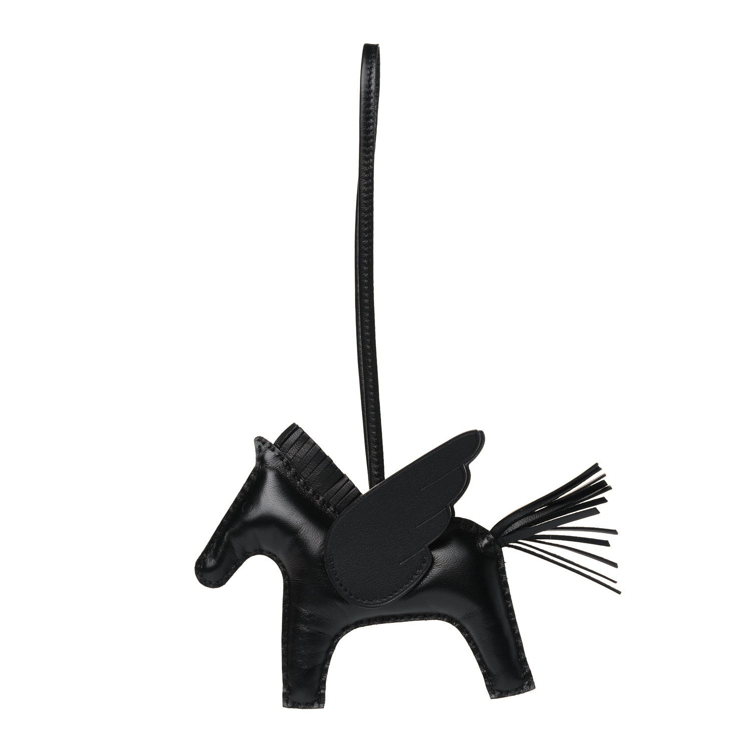 Hermes Milo Lambskin Grigri Rodeo Pegase Horse Bag Charm MM So Black 1 of 5