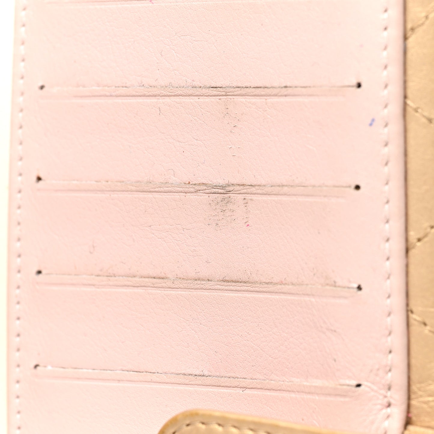 Metallic Calfskin Quilted Long Flap Wallet Gold