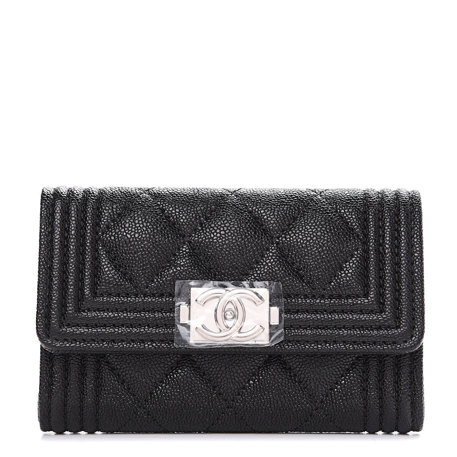 Chanel Caviar Quilted Boy Flap Card Holder Black 1 of 8