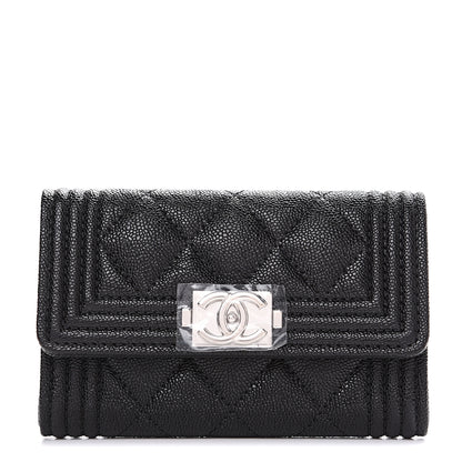 Chanel Caviar Quilted Boy Flap Card Holder Black 1 of 8