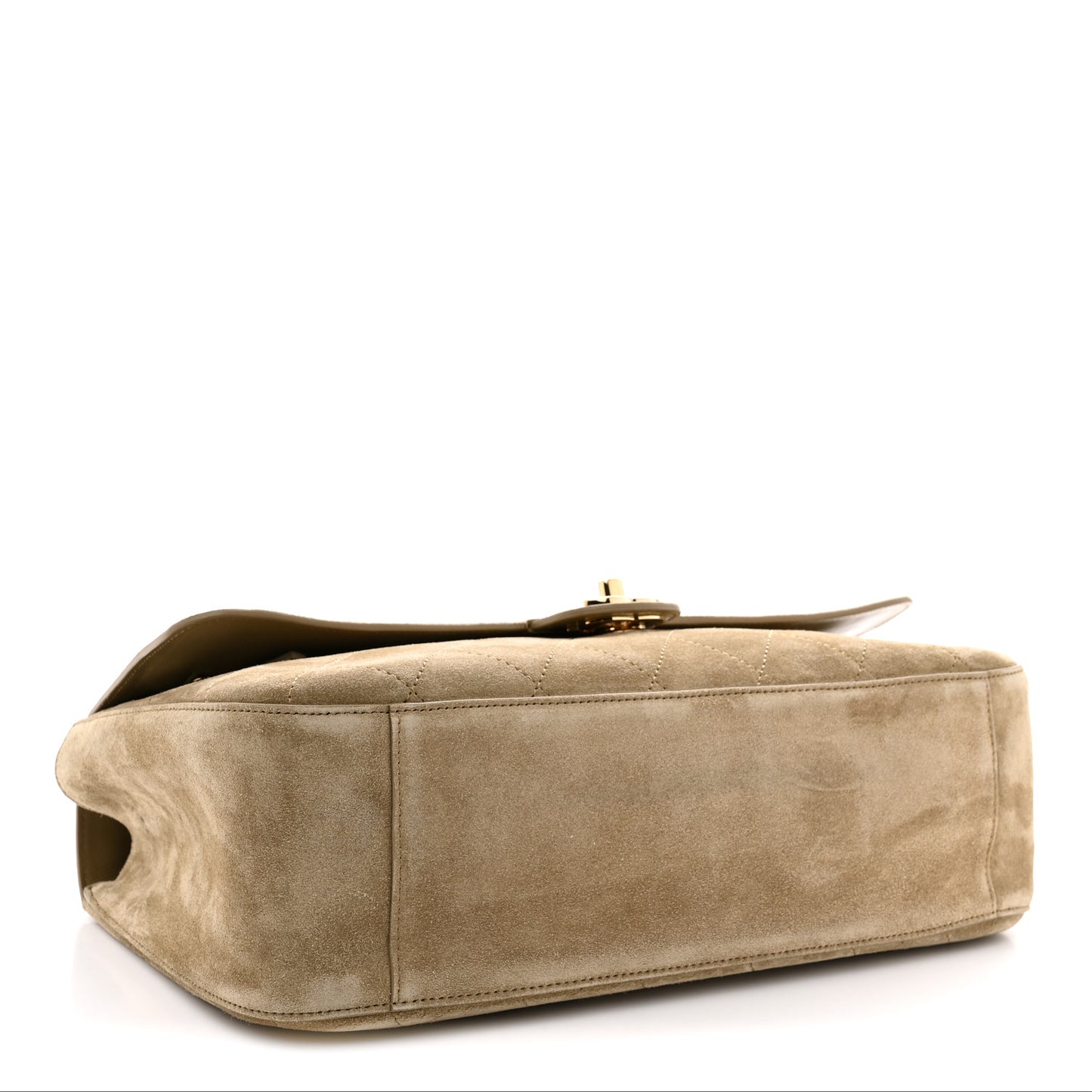 Suede Calfskin Small Souplissimo Maxi Flap Dark Beige