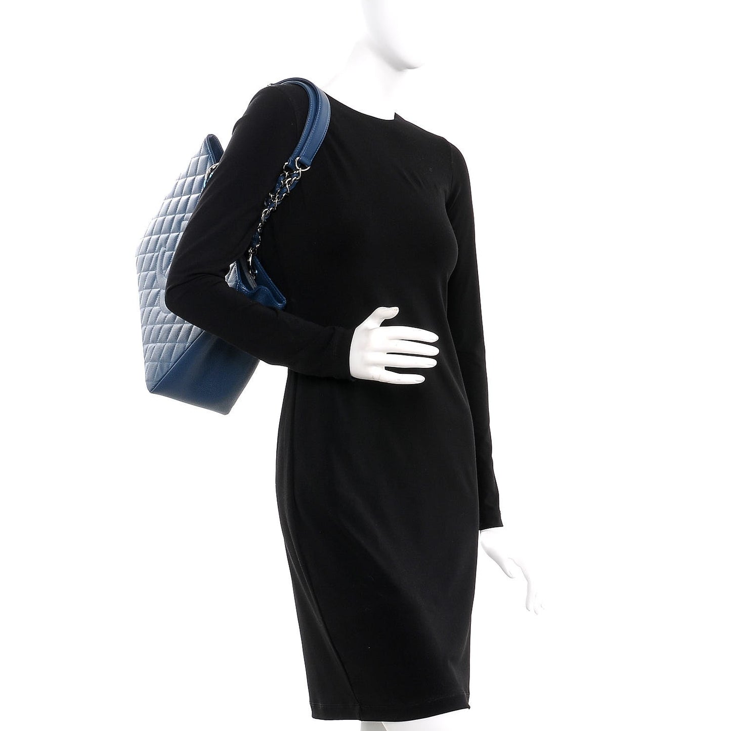 Caviar Quilted Grand Shopping Tote GST Dark Blue