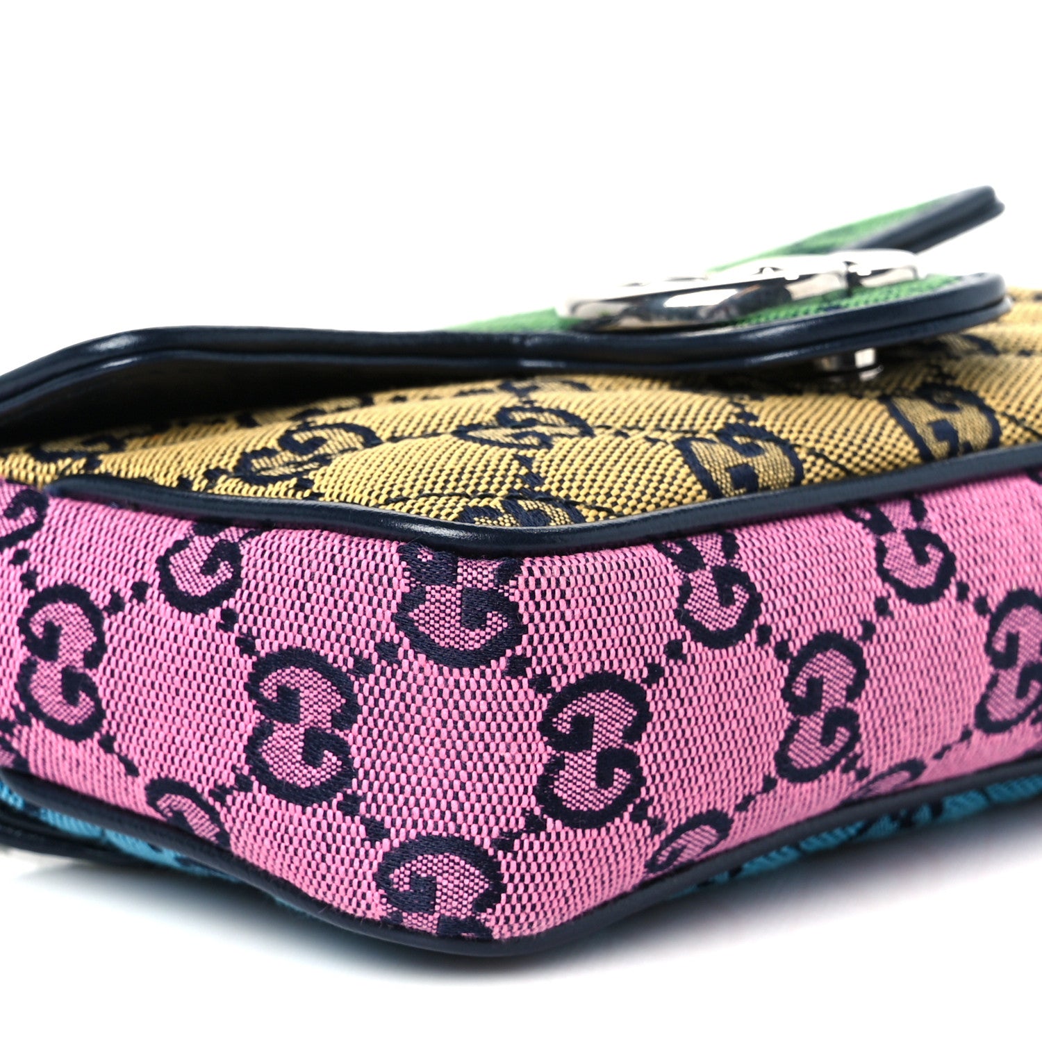 Gucci Monogram Multicolor Matelasse Diagonal Super Mini GG Marmont Shoulder Bag Green Blue Yellow Light Blue Pink 9 of 10