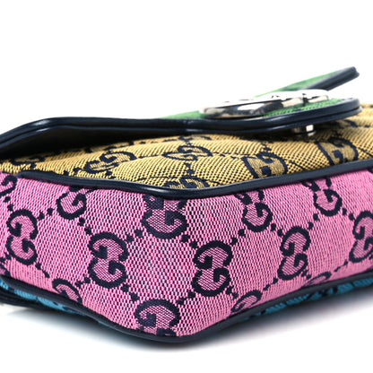 Gucci Monogram Multicolor Matelasse Diagonal Super Mini GG Marmont Shoulder Bag Green Blue Yellow Light Blue Pink 9 of 10