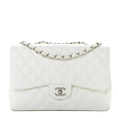 Chanel Caviar Quilted Jumbo Single Flap White 1 of 16