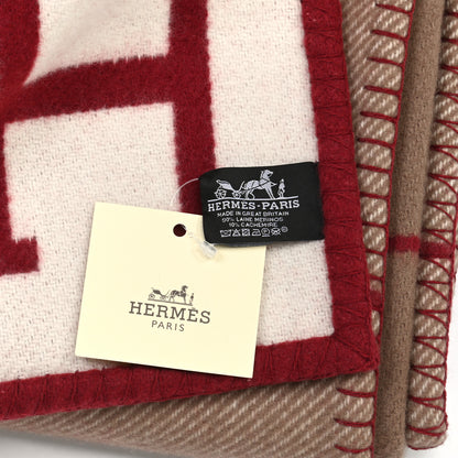 Hermes Wool Cashmere Avalon III Blanket Ecru Rouge H 3 of 3