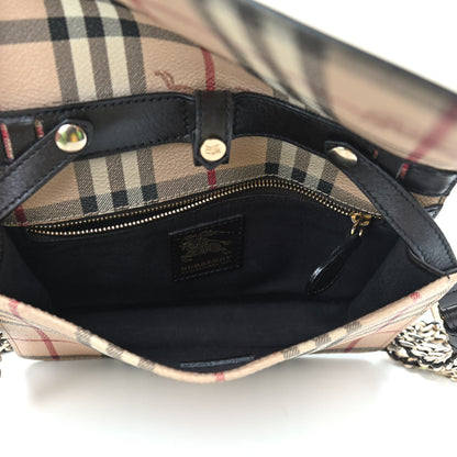 Burberry Haymarket Check Stitched Chain Crossbody Bag Black 5 of 10