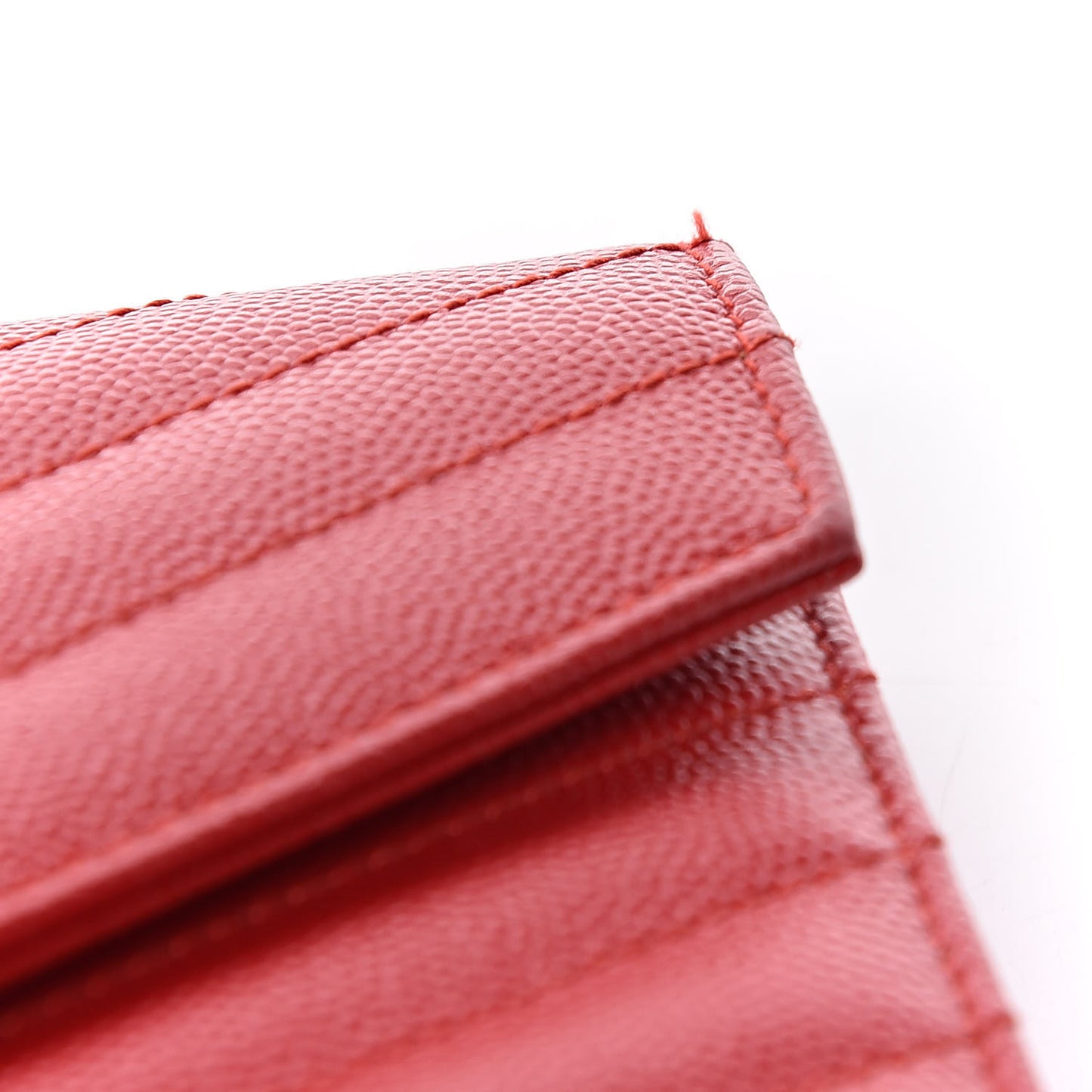 Grain De Poudre Matelasse Chevron Monogram Envelope Chain Wallet New Red