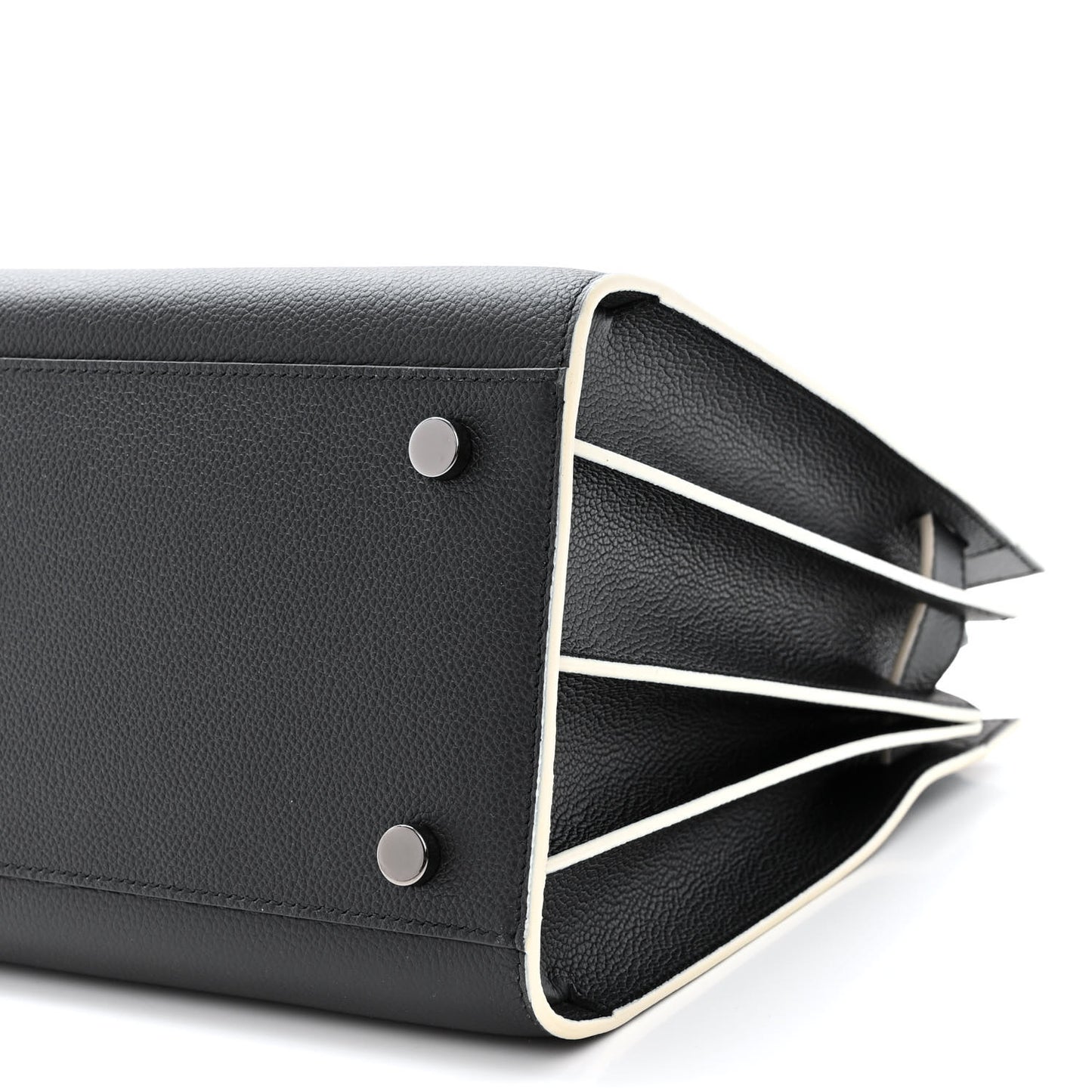 Grained Calfskin Topstitch Small Sac De Jour Black Porcelain
