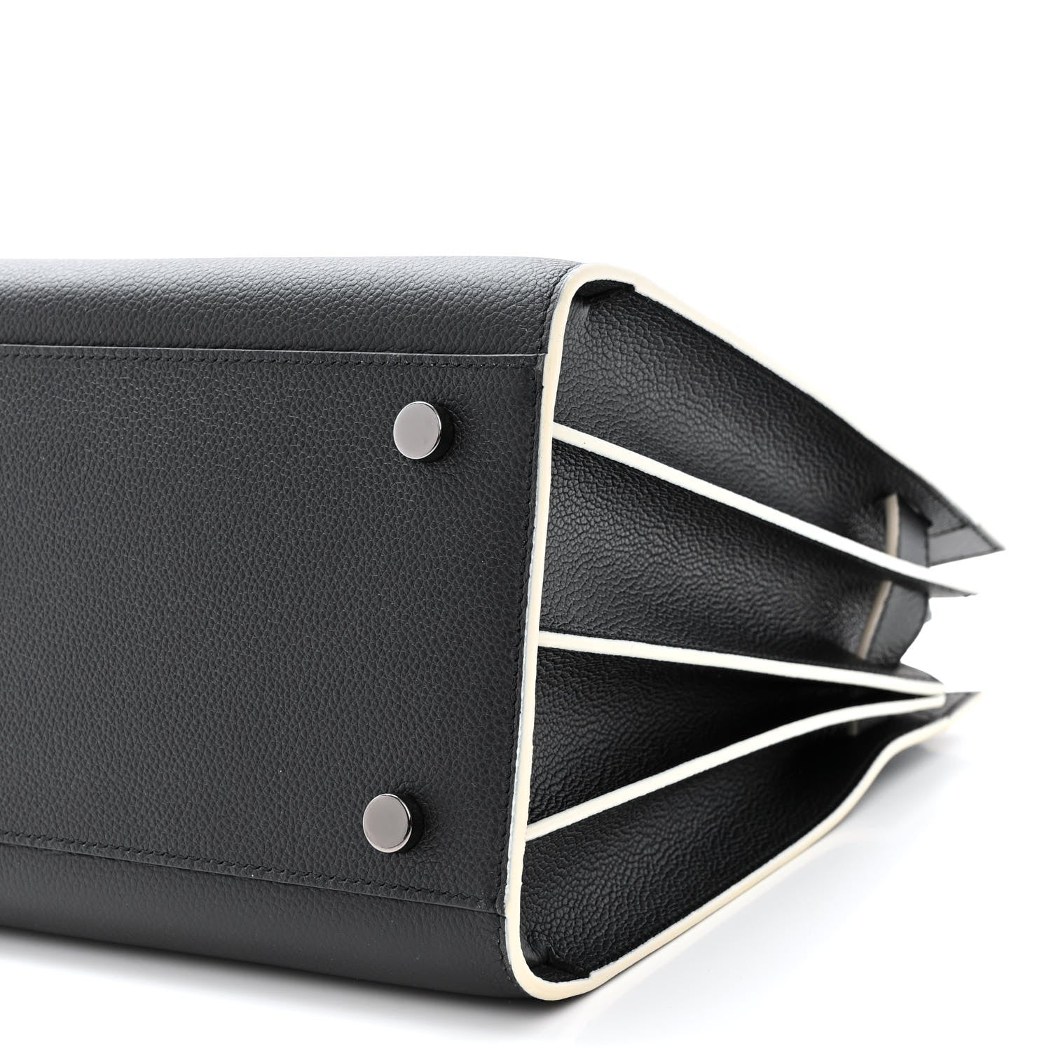 Saint Laurent Grained Calfskin Topstitch Small Sac De Jour Black Porcelain 12 of 12