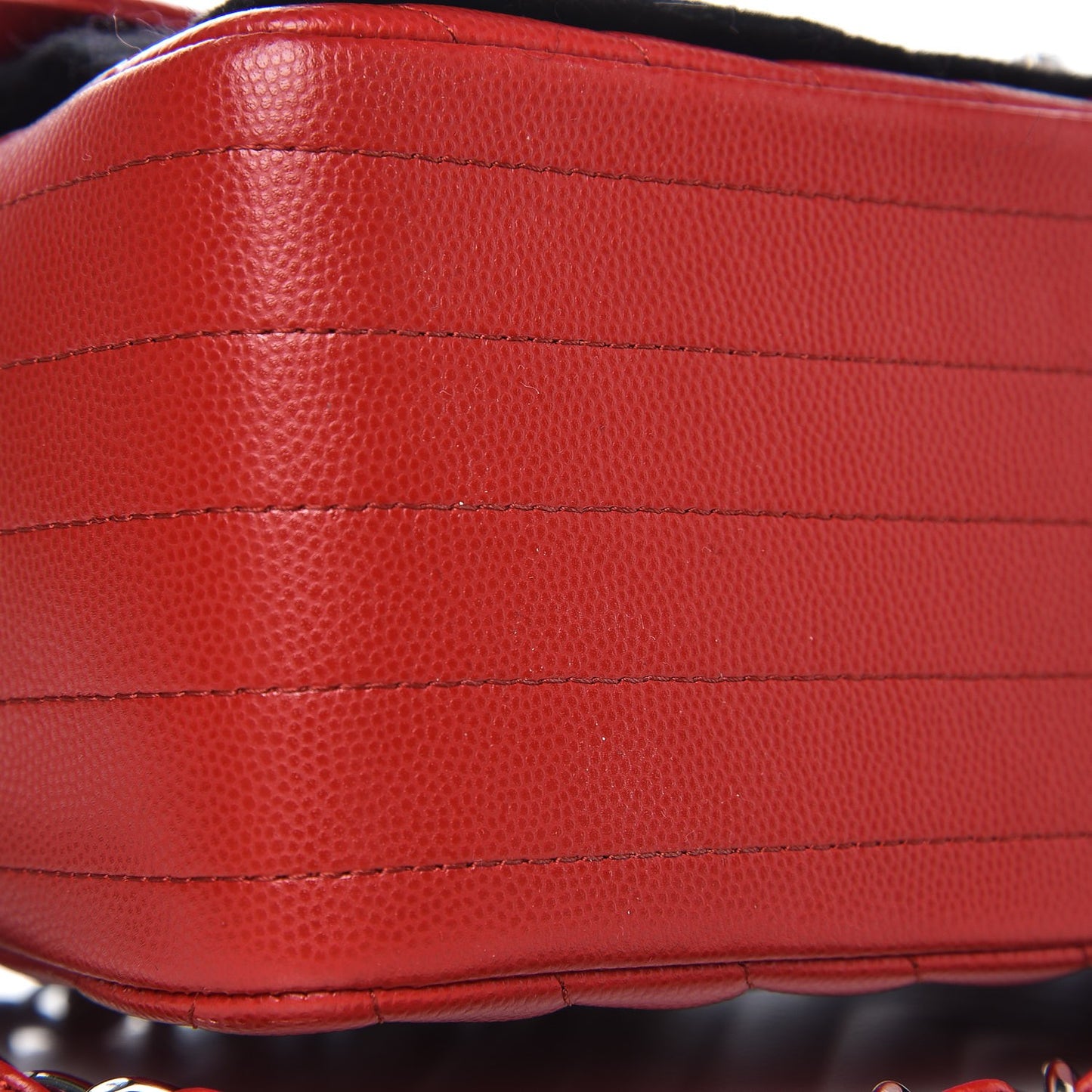 Caviar Chevron Quilted Jumbo Double Flap Dark Red