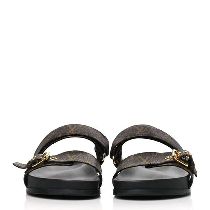 Louis Vuitton Monogram Bom Dia Mule Sandals 40 Black 2 of 9