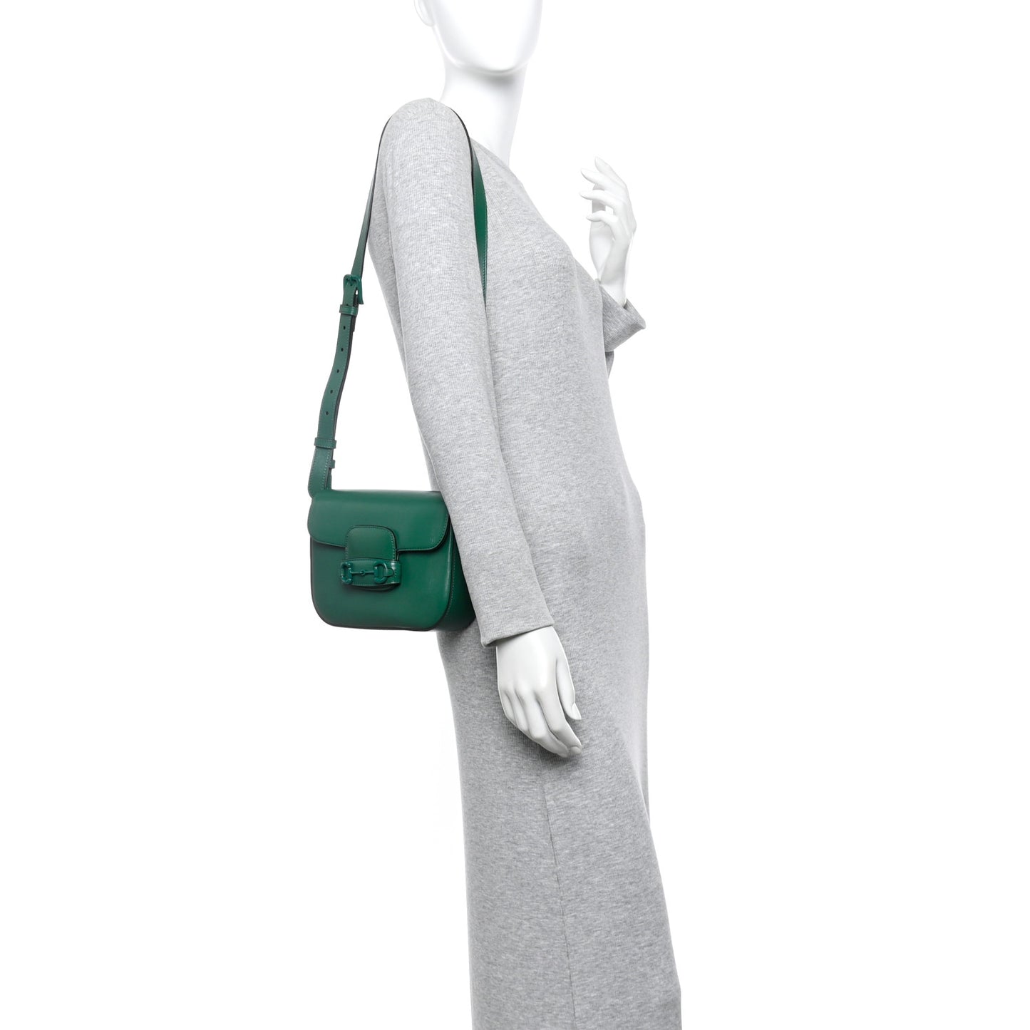 Azalea Calfskin Web Monochrome Horsebit 1955 Shoulder Bag Emerald