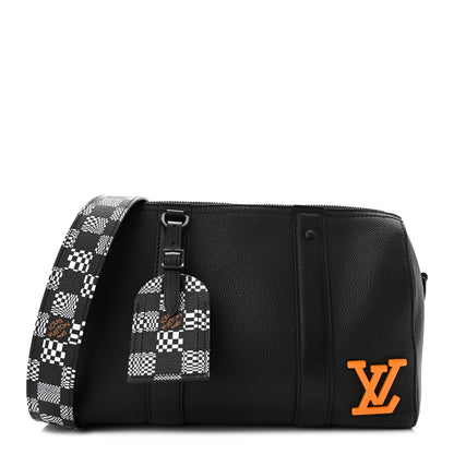 Louis Vuitton Calfskin Damier Distorted City Keepall Black 1 of 9