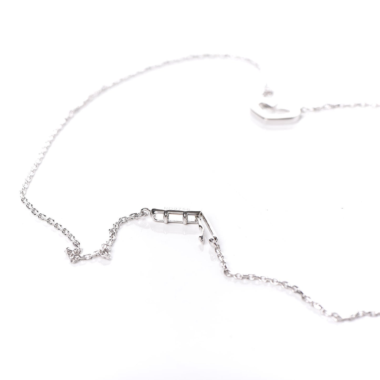 18K White Gold Diamond Small Hearts and Symbols Pendant Necklace