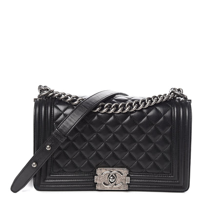Chanel Lambskin Quilted Medium Boy Flap Black 1 of 13