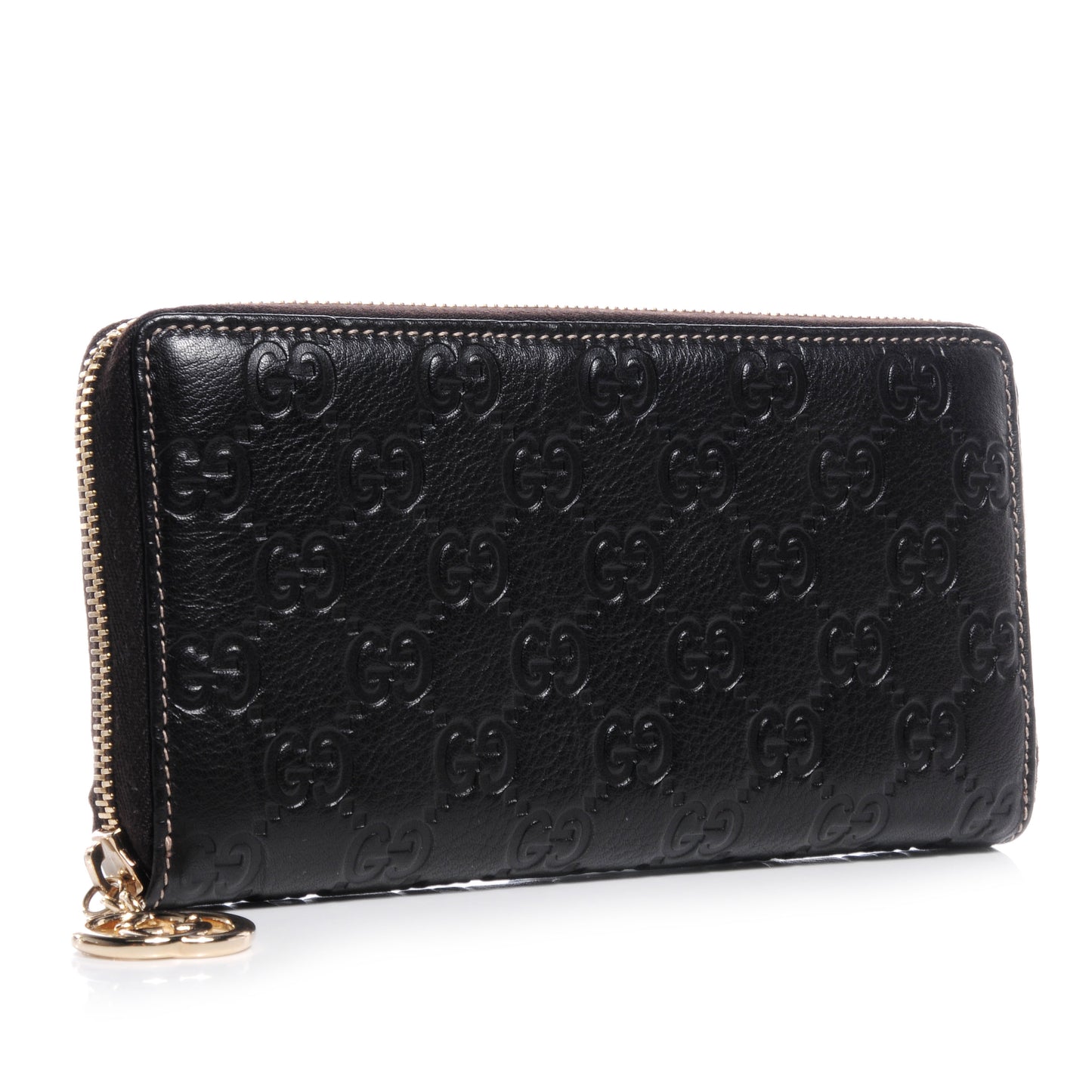 Guccissima GG Pierce Zip Around Wallet Dark Brown