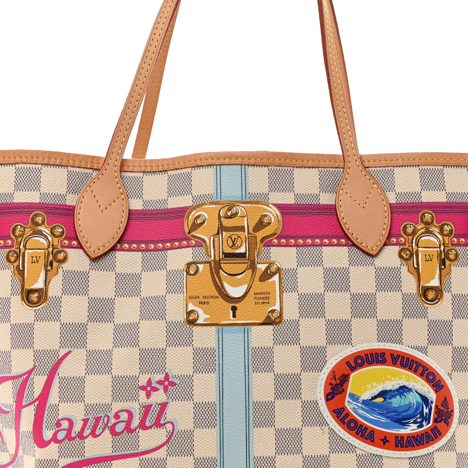 Louis Vuitton Damier Azur Summer Trunks Hawaii Neo Neverfull MM 6 of 10