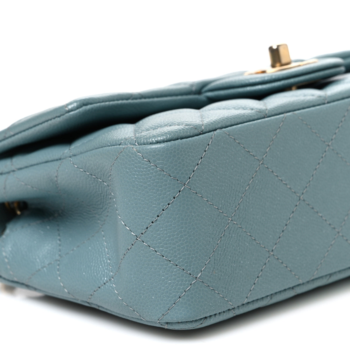 Caviar Quilted Mini Rectangular Flap Blue