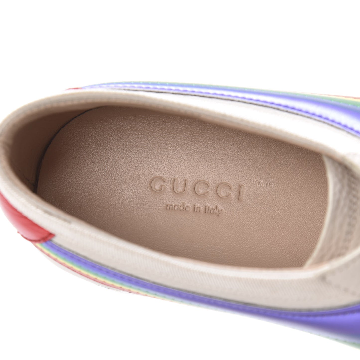 Calfskin Crystal Rainbow Womens Falacer Sneakers 36 White