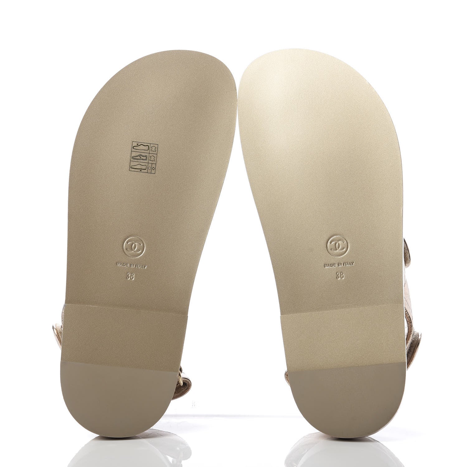 Chanel Iridescent Lambskin Quilted Velcro Dad Sandals 38 Light Bronze 5 of 10