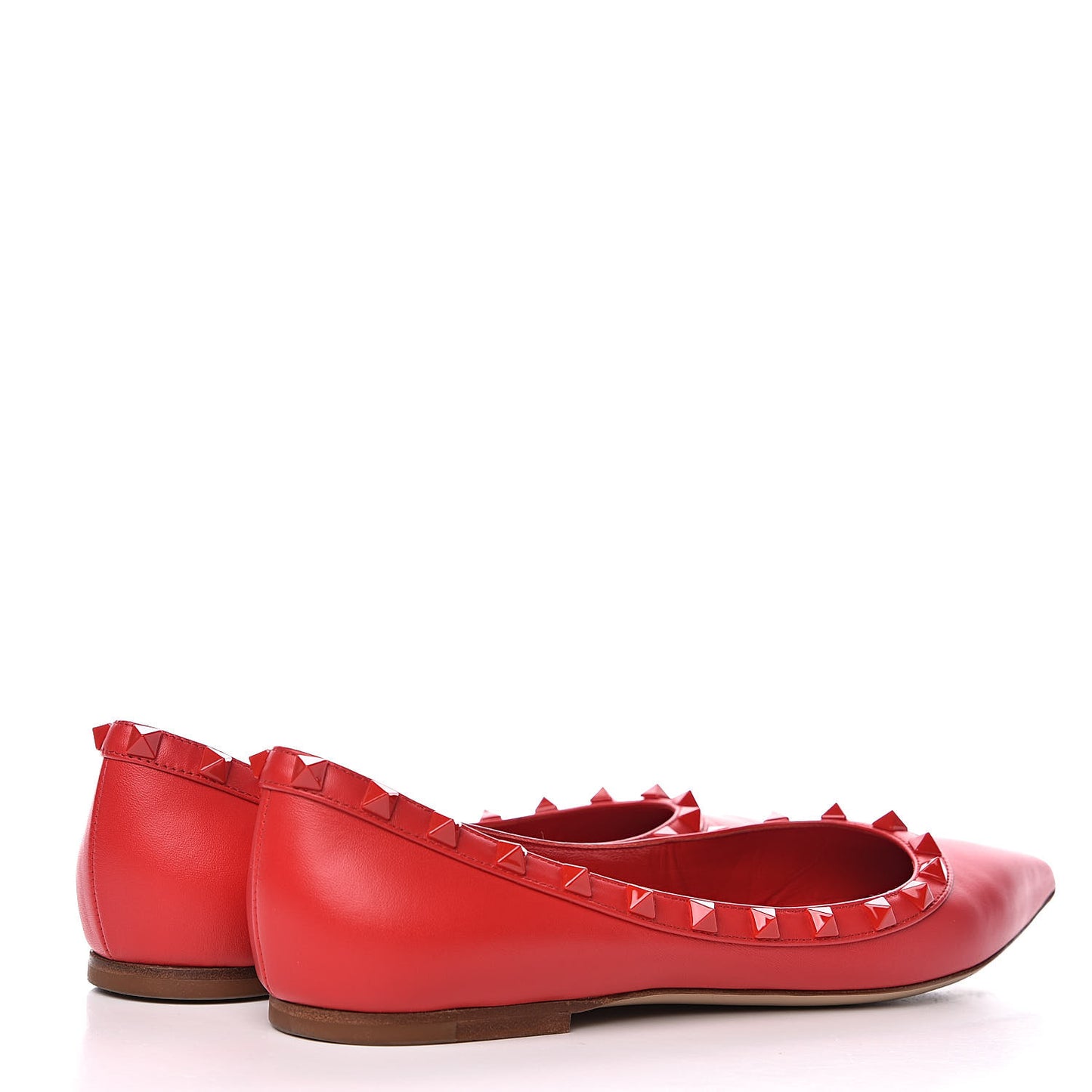 Nappa Monochrome Rockstud Ballerina Flats 39 Rouge Pur