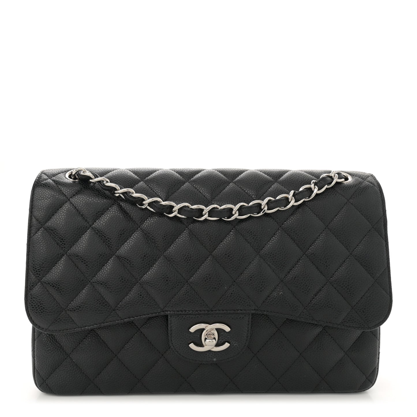 Caviar Quilted Jumbo Double Flap Black