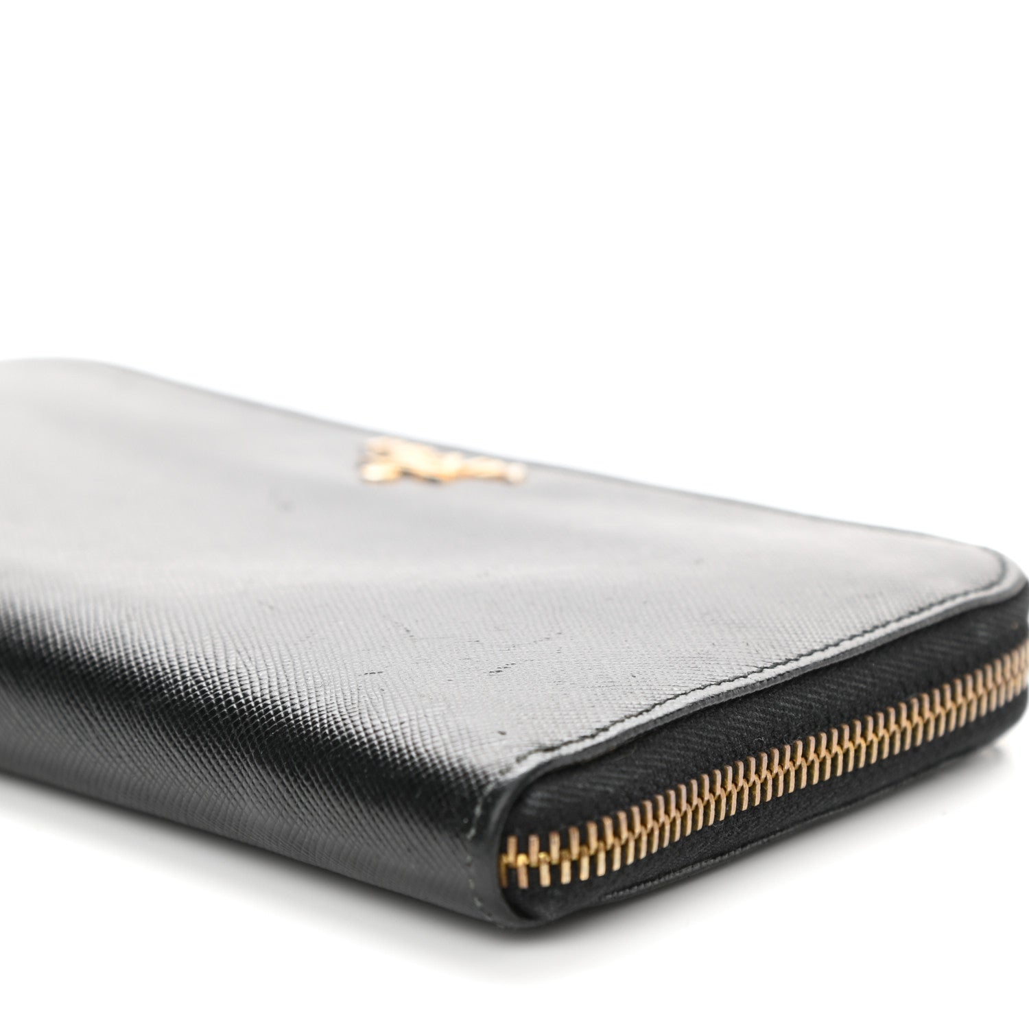 Prada Saffiano Metal Zip Around Wallet Black 9 of 10