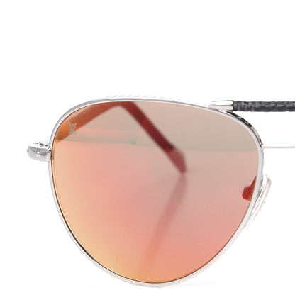 Louis Vuitton Damier Graphite Conspiration Pilote Aviator Sunglasses Z0791U Silver 7 of 8