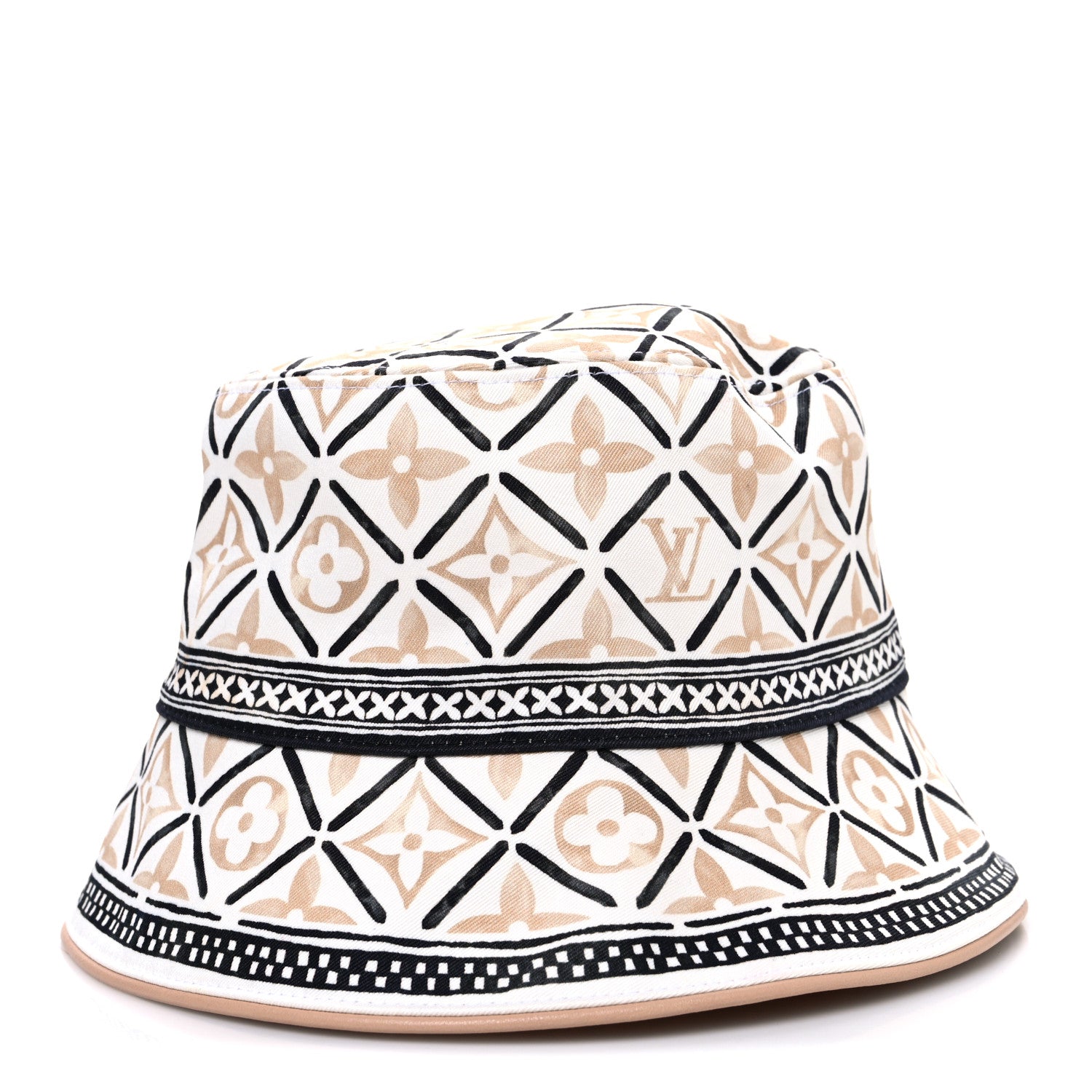 Louis Vuitton Cotton Monogram Flower Tile Reversible Bucket Hat Beige 1 of 13