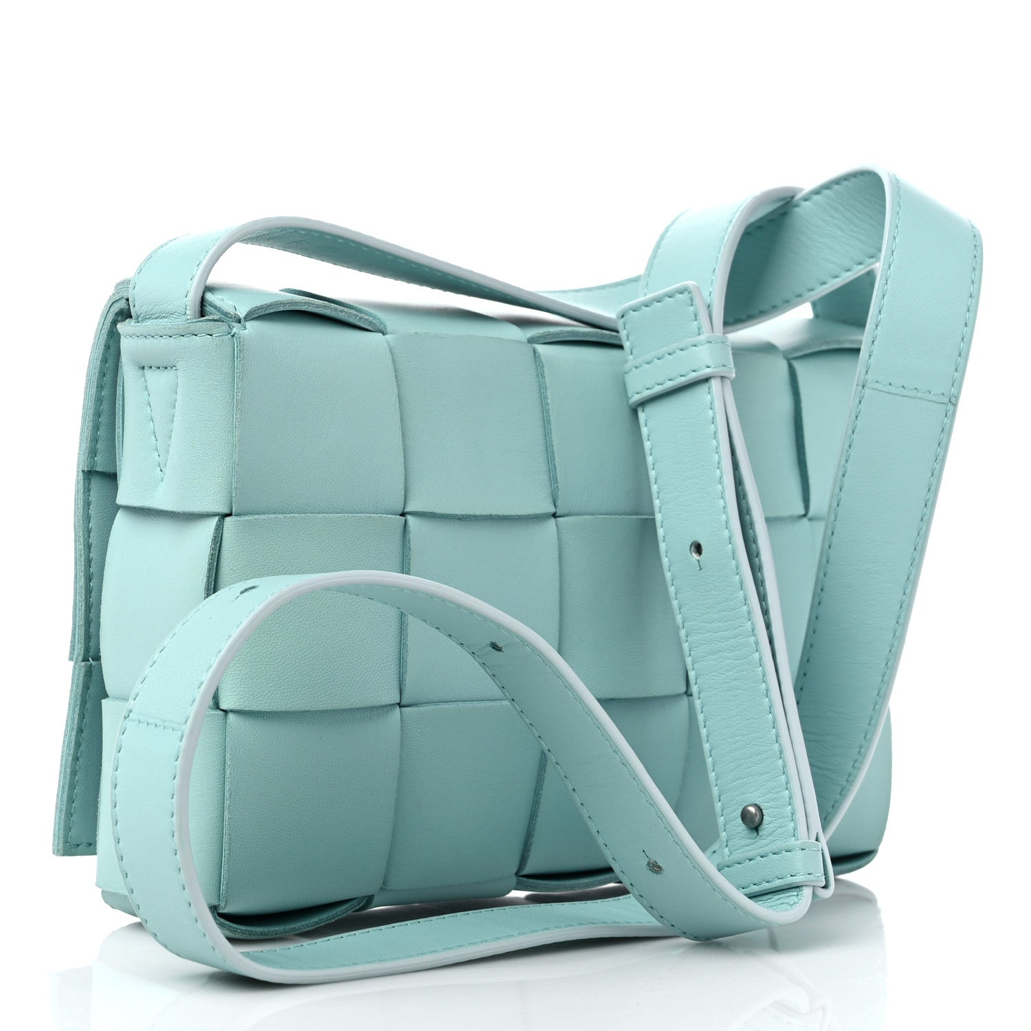 Bottega Veneta Lambskin Maxi Intreccio Cassette Bag Teal Washed 2 of 9