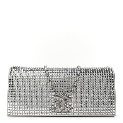 Chanel Metallic Goatskin Strass Chain Evening Clutch Silver 1 of 10