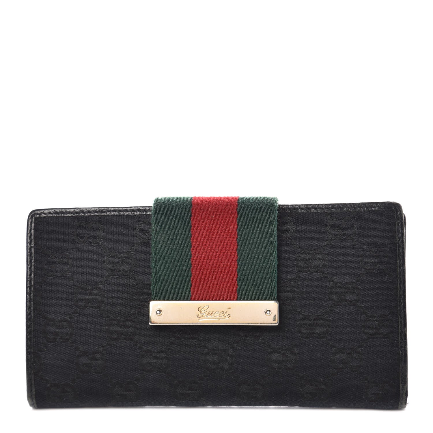 Gucci Monogram Ladies Web Continental Wallet Black 1 of 11
