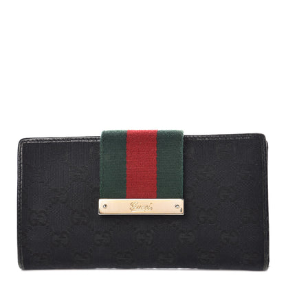 Gucci Monogram Ladies Web Continental Wallet Black 1 of 11