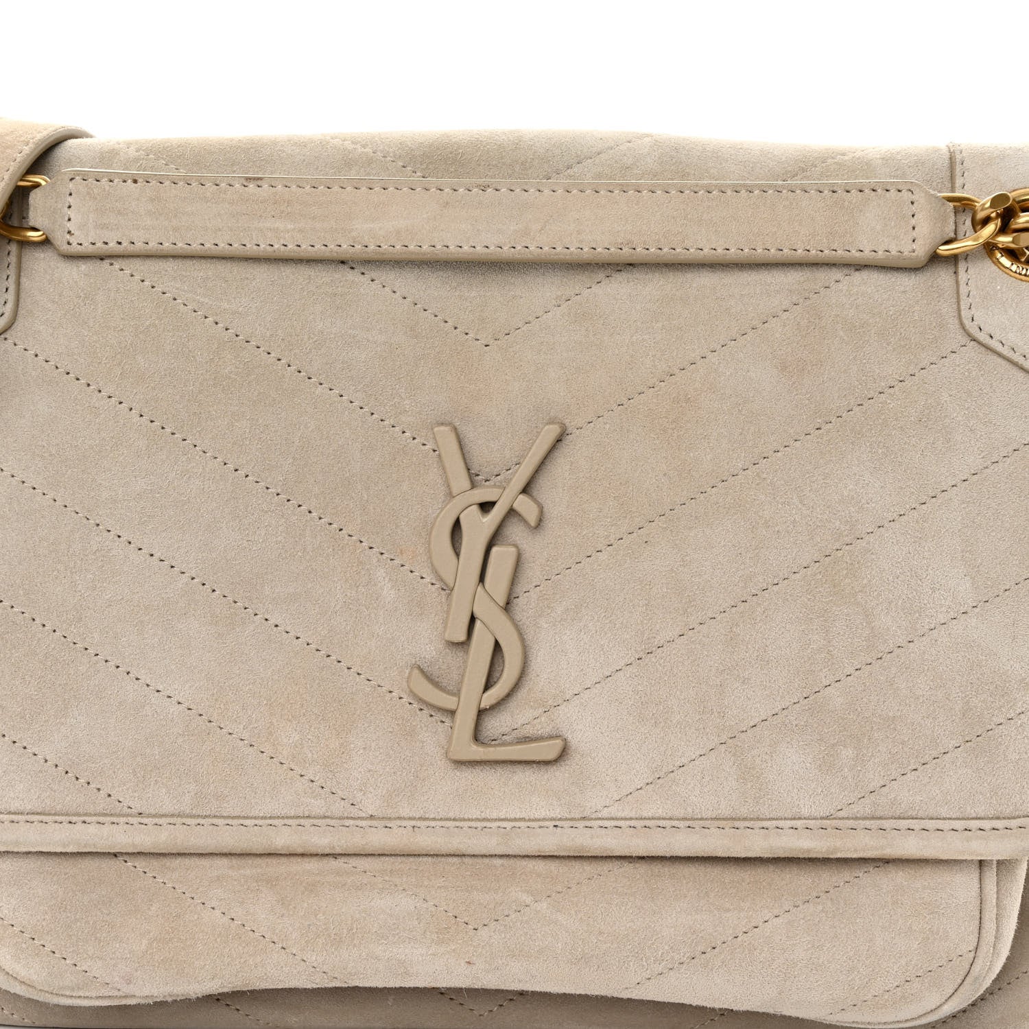 Saint Laurent Suede Monogram Medium Niki Chain Satchel Light Beige 7 of 9