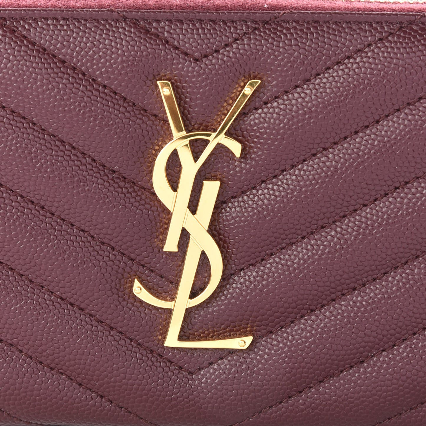 Grain De Poudre Matelasse Chevron Monogram Zip Around Wallet Amaranto