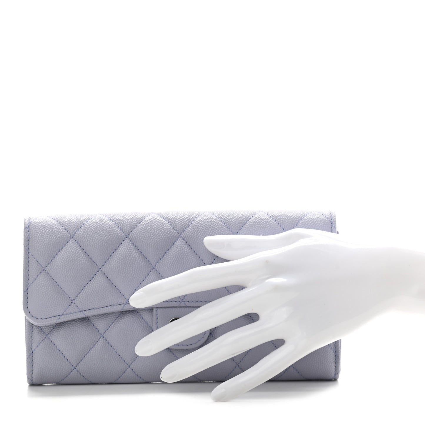 Caviar Quilted Large Flap Wallet Light Purple