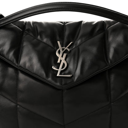 Saint Laurent Lambskin Quilted Medium Loulou Puffer Monogram Chain Satchel Black 8 of 11