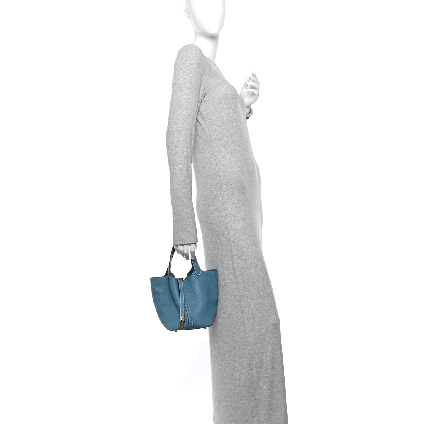 Taurillon Clemence Picotin Lock 18 PM New Blue Jean