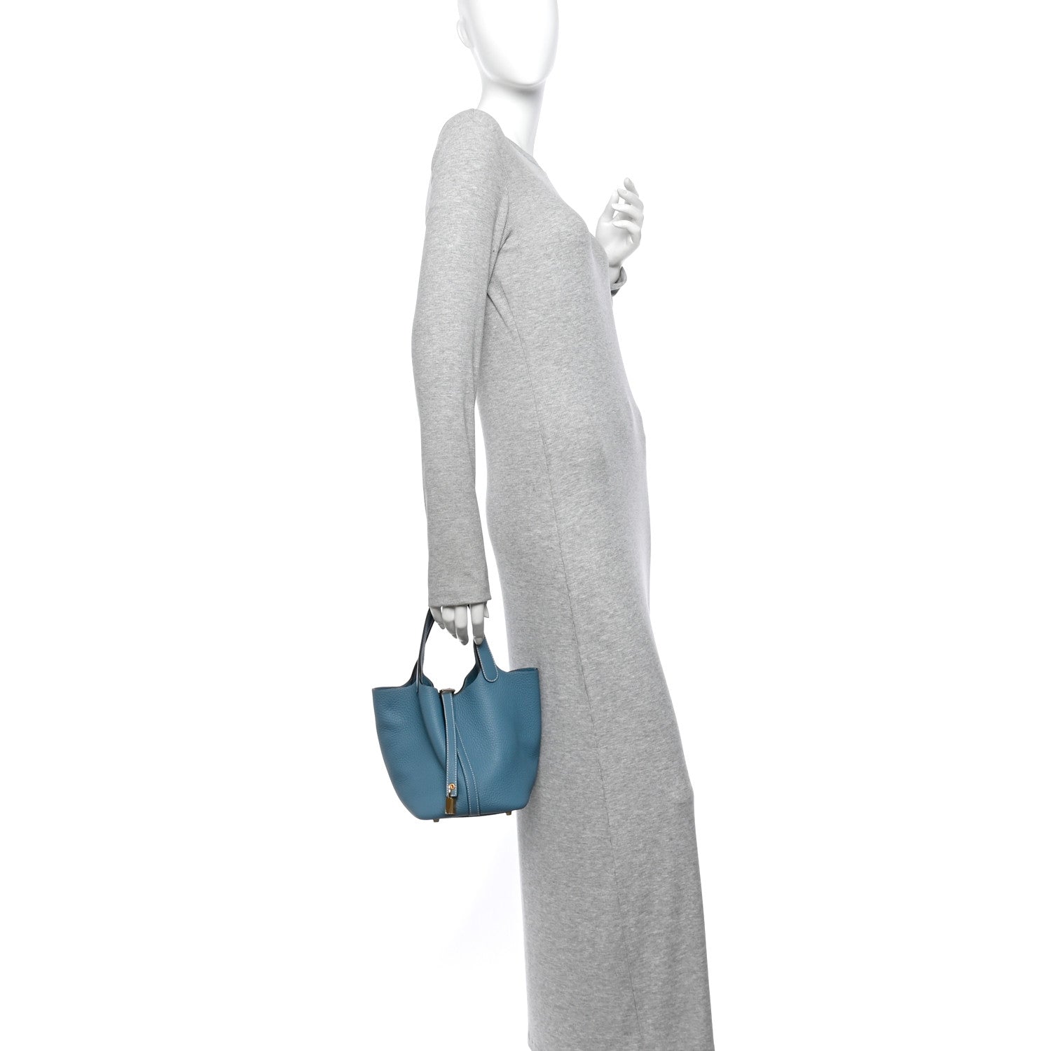 Hermes Taurillon Clemence Picotin Lock 18 PM New Blue Jean 2 of 11