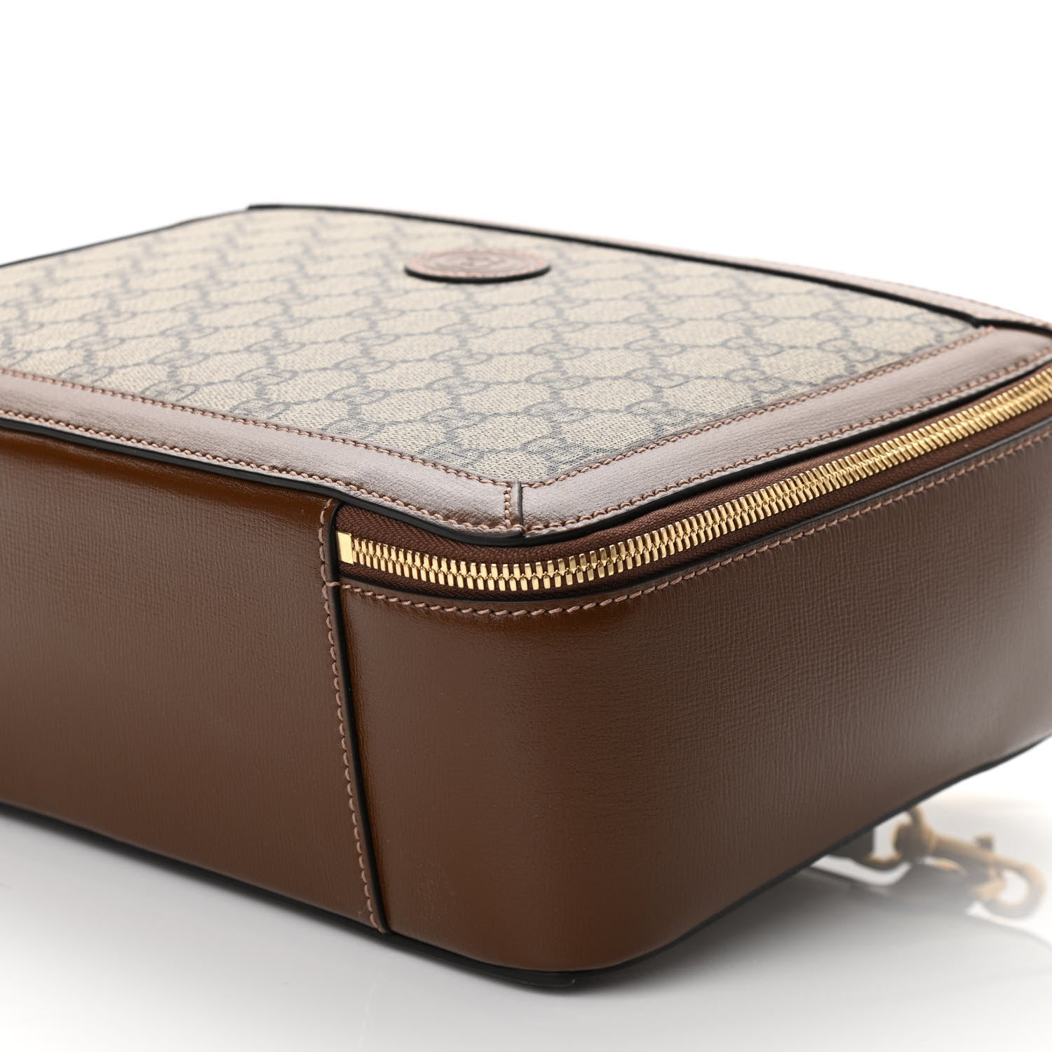 Gucci GG Supreme Monogram Glazed Textured Calfskin Retro Interlocking G Box Shoulder Bag Beige Ebony Brown Sugar 10 of 10