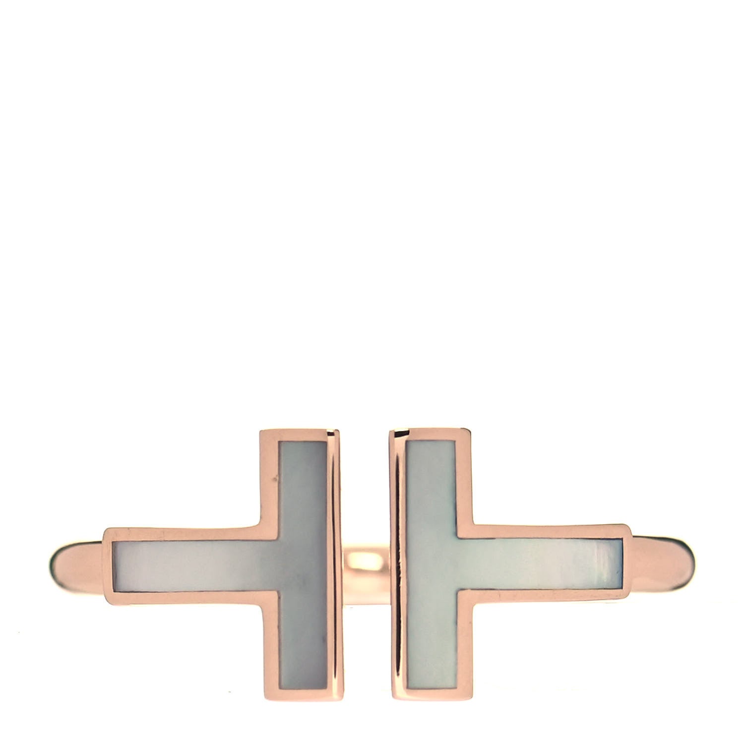 Tiffany 18K Rose Gold Mother of Pearl T Wire Ring 52 6 1 of 5