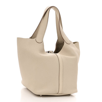 Hermes Taurillon Clemence Picotin Lock 22 MM Beton 3 of 11