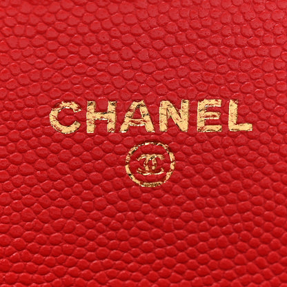 Chanel Caviar Quilted Flap Card Holder Wallet Red 7 of 9