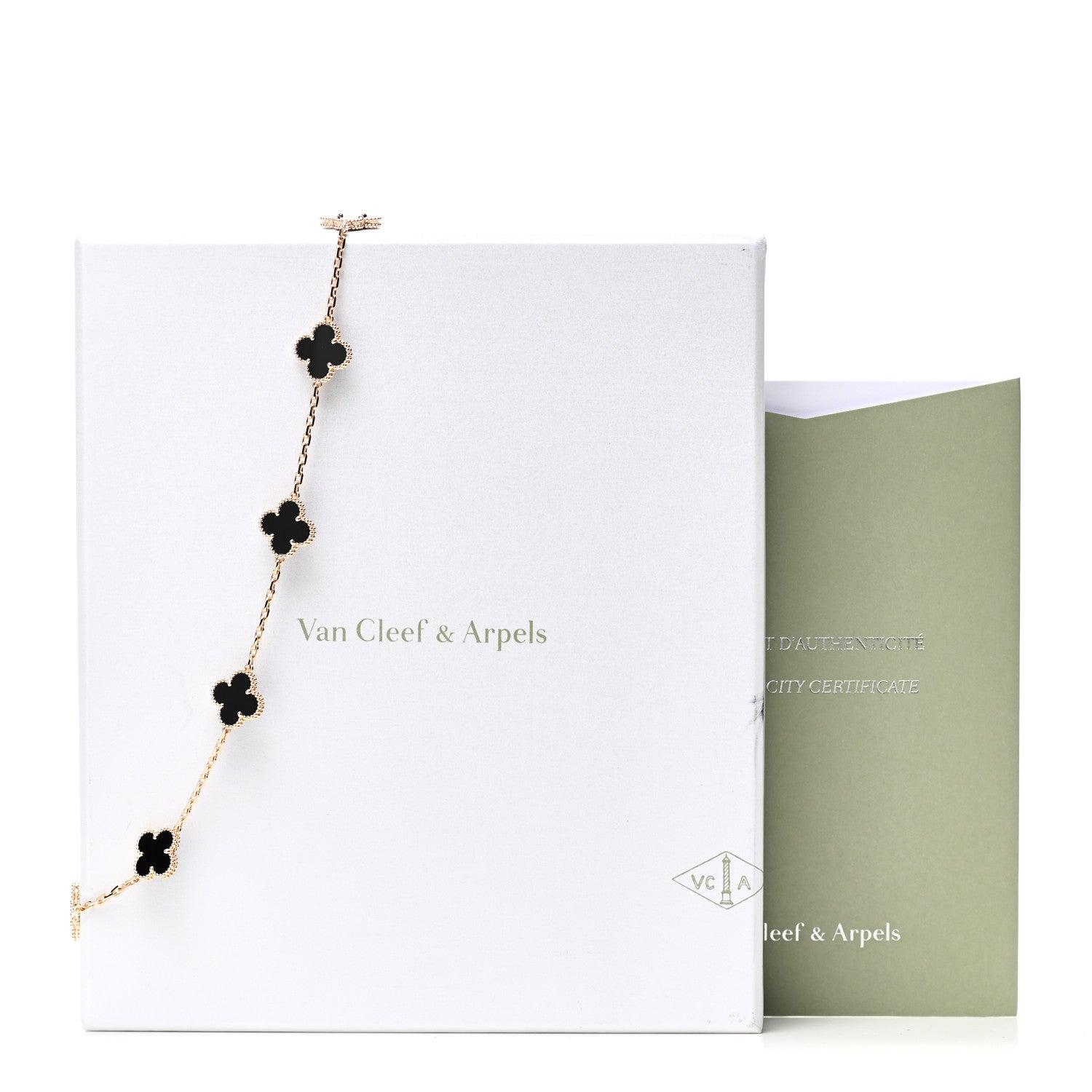 Van Cleef & Arpels 18K Yellow Gold Black Onyx 10 Motifs Vintage Alhambra Necklace 7 of 7