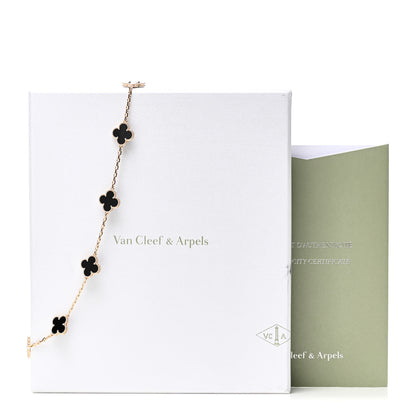 Van Cleef & Arpels 18K Yellow Gold Black Onyx 10 Motifs Vintage Alhambra Necklace 7 of 7