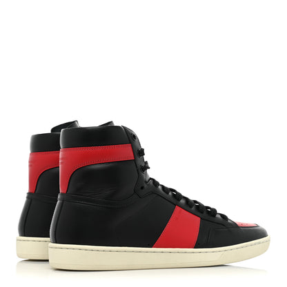 Saint Laurent Calfskin Court Classic SL/10H High Top Sneakers 40 Black Red 5 of 10
