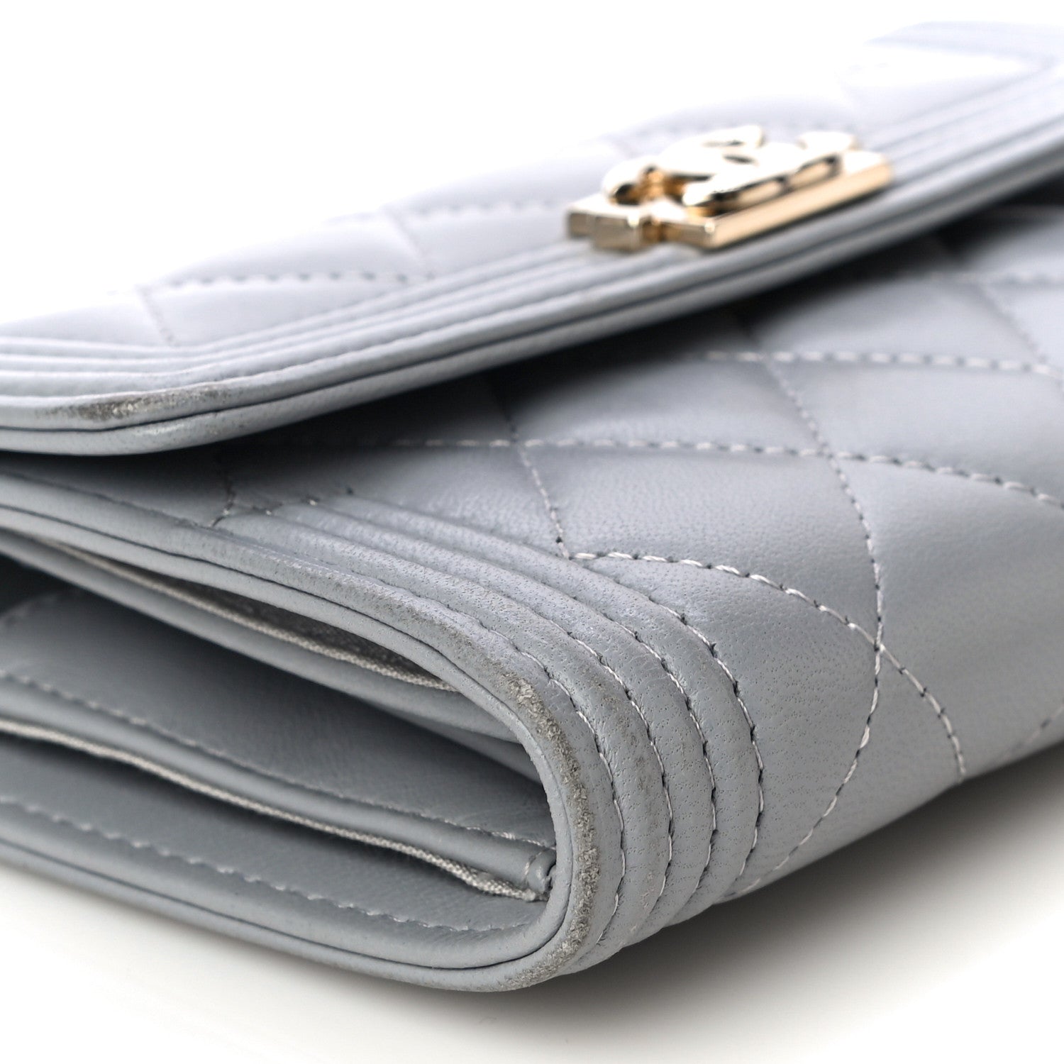 Chanel Lambskin Quilted Medium Boy Flap Wallet Grey 9 of 13