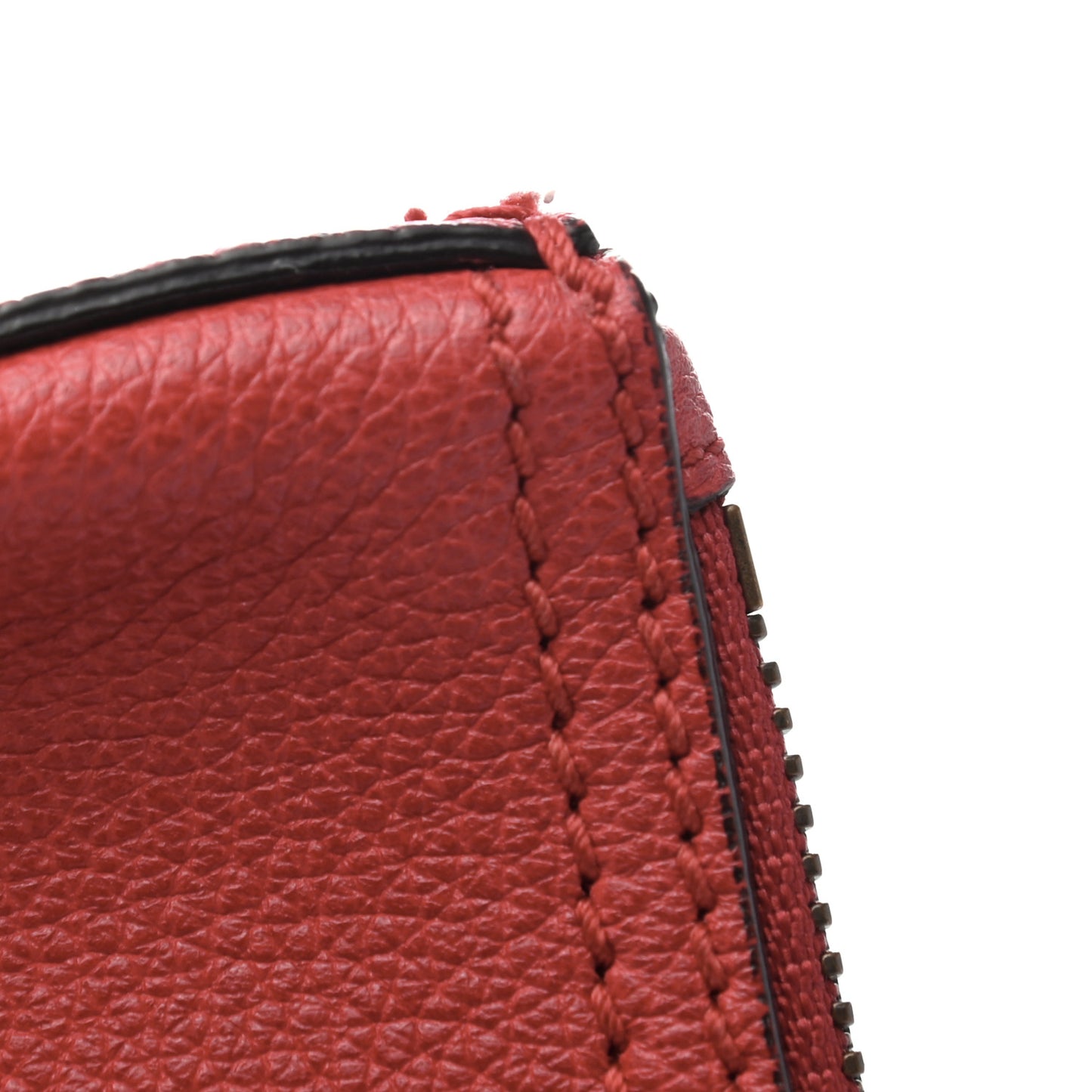 Pebbled Calfskin Large Logo Portfolio Clutch Hibiscus Red